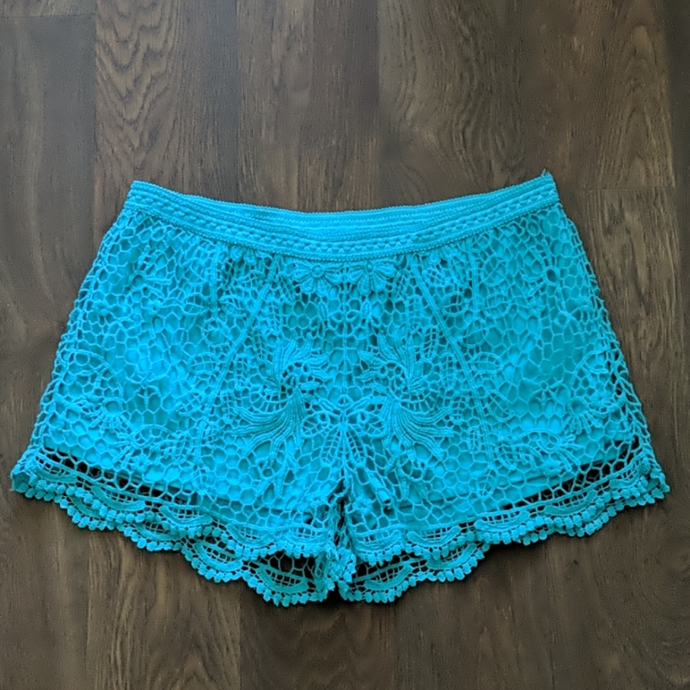 Mossimo teal crochet lace shorts
